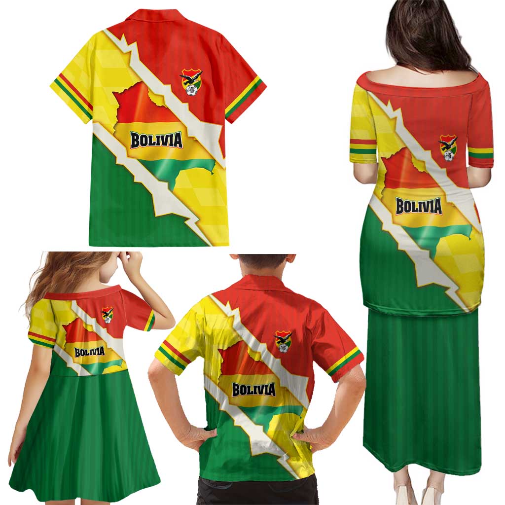 Bolivia Vamos La Verde Family Matching Puletasi and Hawaiian Shirt with Flag Colors and National Football Crest
