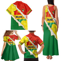 Bolivia Vamos La Verde Family Matching Tank Maxi Dress and Hawaiian Shirt with Flag Colors and National Football Crest