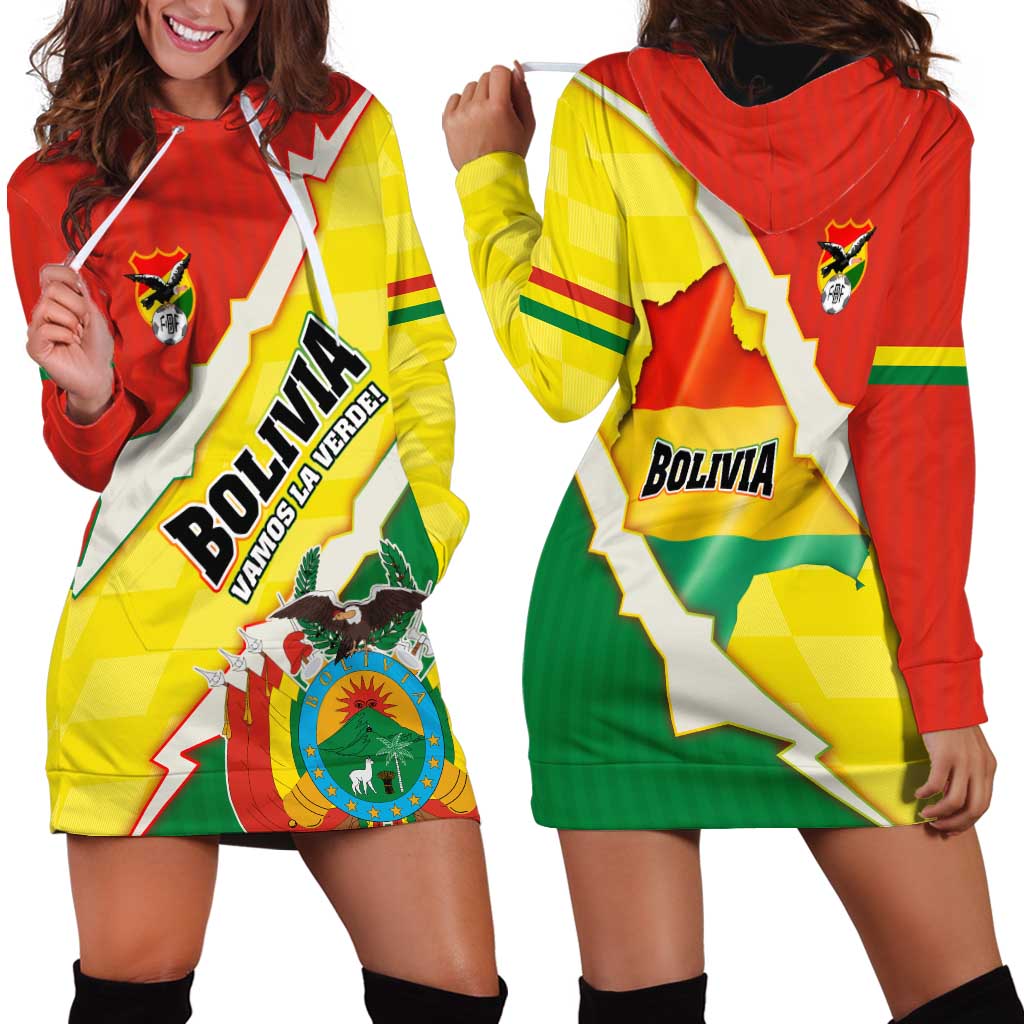 Bolivia Vamos La Verde Hoodie Dress with Flag Colors and National Football Crest