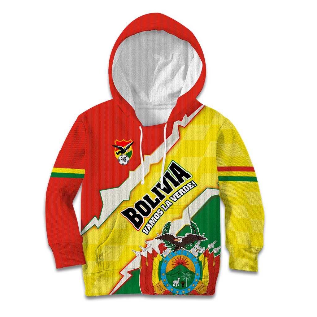 Bolivia Vamos La Verde Kid Hoodie with Flag Colors and National Football Crest