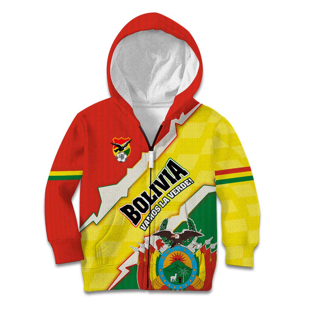 Bolivia Vamos La Verde Kid Hoodie with Flag Colors and National Football Crest