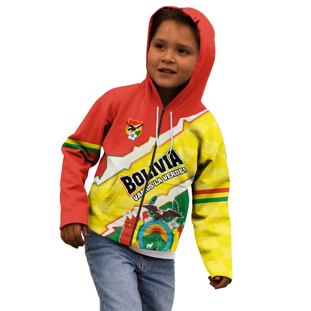 Bolivia Vamos La Verde Kid Hoodie with Flag Colors and National Football Crest