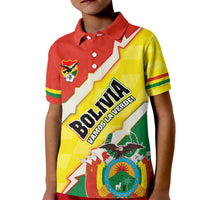 Bolivia Vamos La Verde Kid Polo Shirt with Flag Colors and National Football Crest