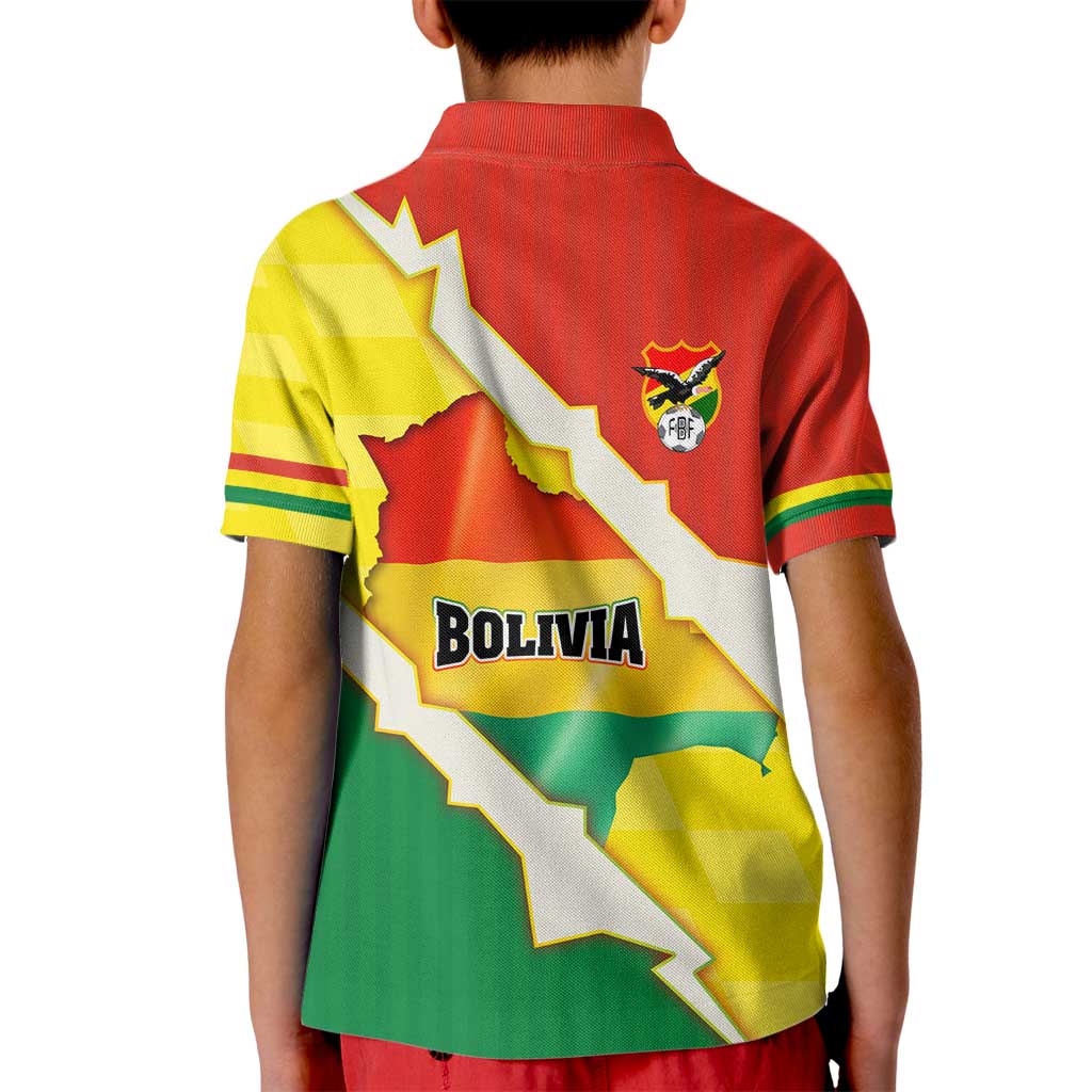 Bolivia Vamos La Verde Kid Polo Shirt with Flag Colors and National Football Crest