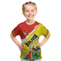 Bolivia Vamos La Verde Kid T Shirt with Flag Colors and National Football Crest