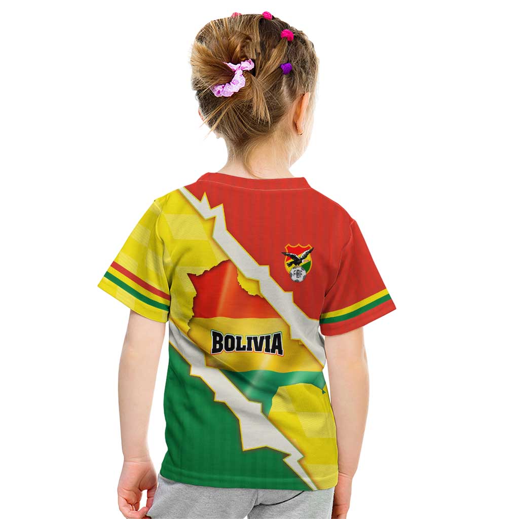 Bolivia Vamos La Verde Kid T Shirt with Flag Colors and National Football Crest