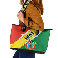 Bolivia Vamos La Verde Leather Tote Bag with Flag Colors and National Football Crest