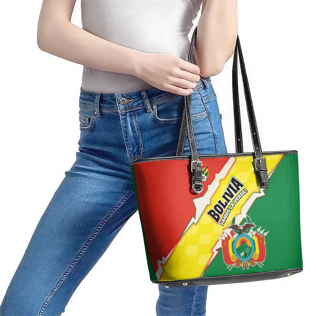 Bolivia Vamos La Verde Leather Tote Bag with Flag Colors and National Football Crest