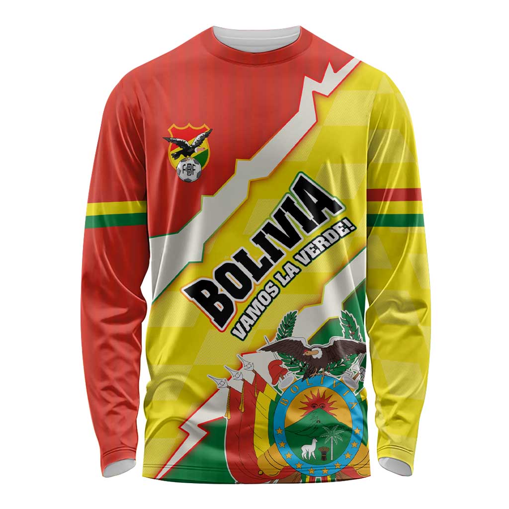 Bolivia Vamos La Verde Long Sleeve Shirt with Flag Colors and National Football Crest