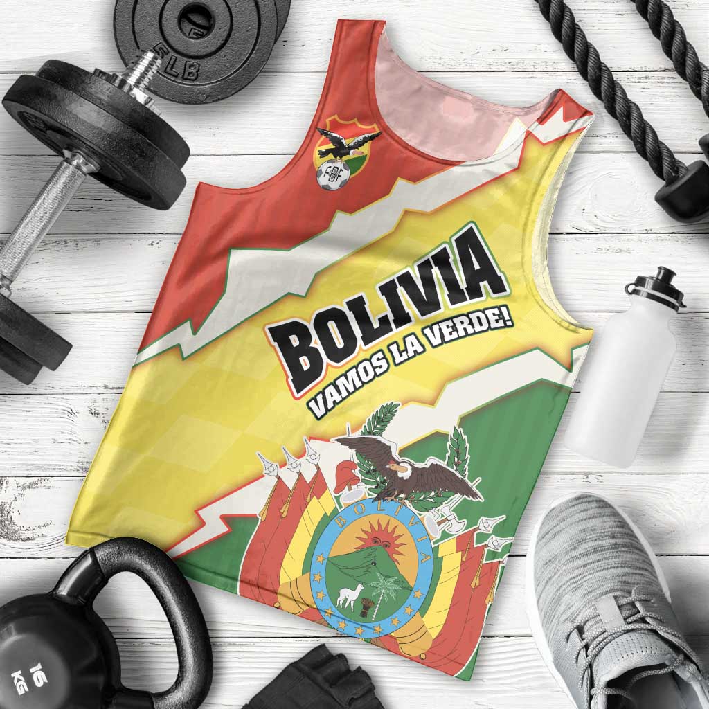 Bolivia Vamos La Verde Men Tank Top with Flag Colors and National Football Crest