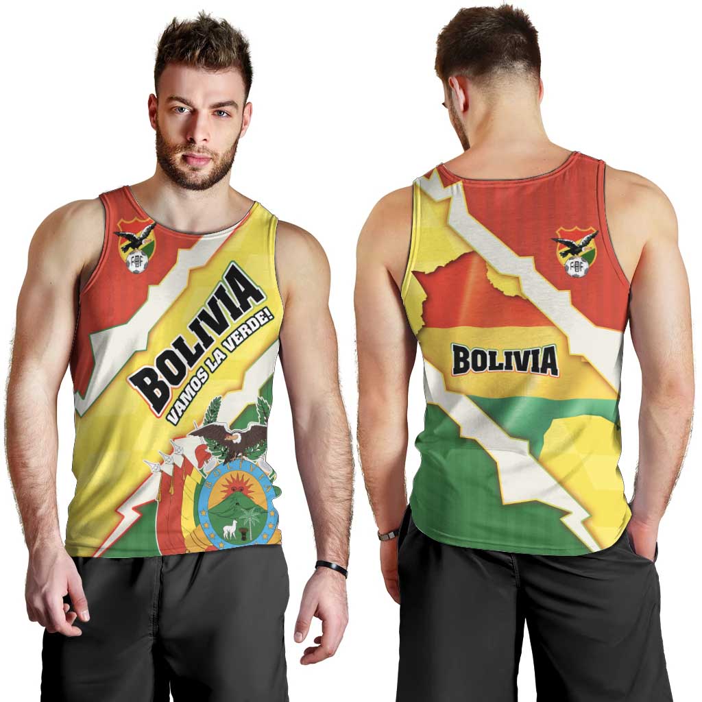 Bolivia Vamos La Verde Men Tank Top with Flag Colors and National Football Crest