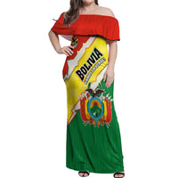 Bolivia Vamos La Verde Off Shoulder Maxi Dress with Flag Colors and National Football Crest