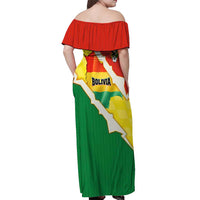 Bolivia Vamos La Verde Off Shoulder Maxi Dress with Flag Colors and National Football Crest