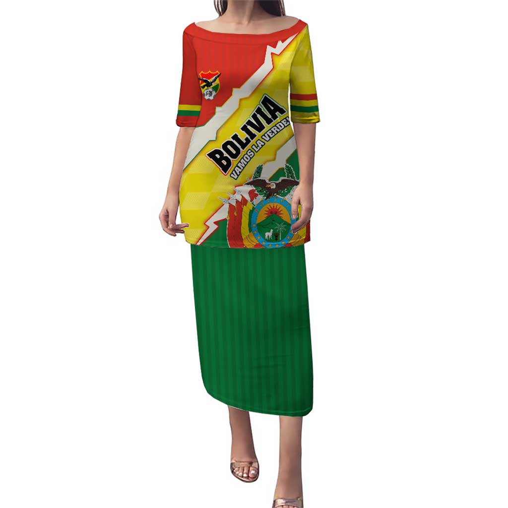 Bolivia Vamos La Verde Puletasi with Flag Colors and National Football Crest