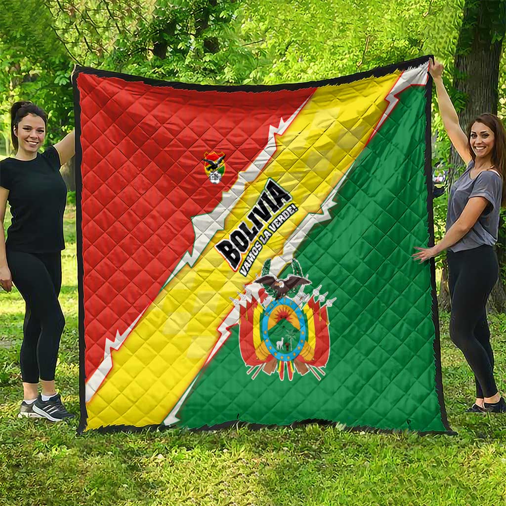 Bolivia Vamos La Verde Quilt with Flag Colors and National Football Crest