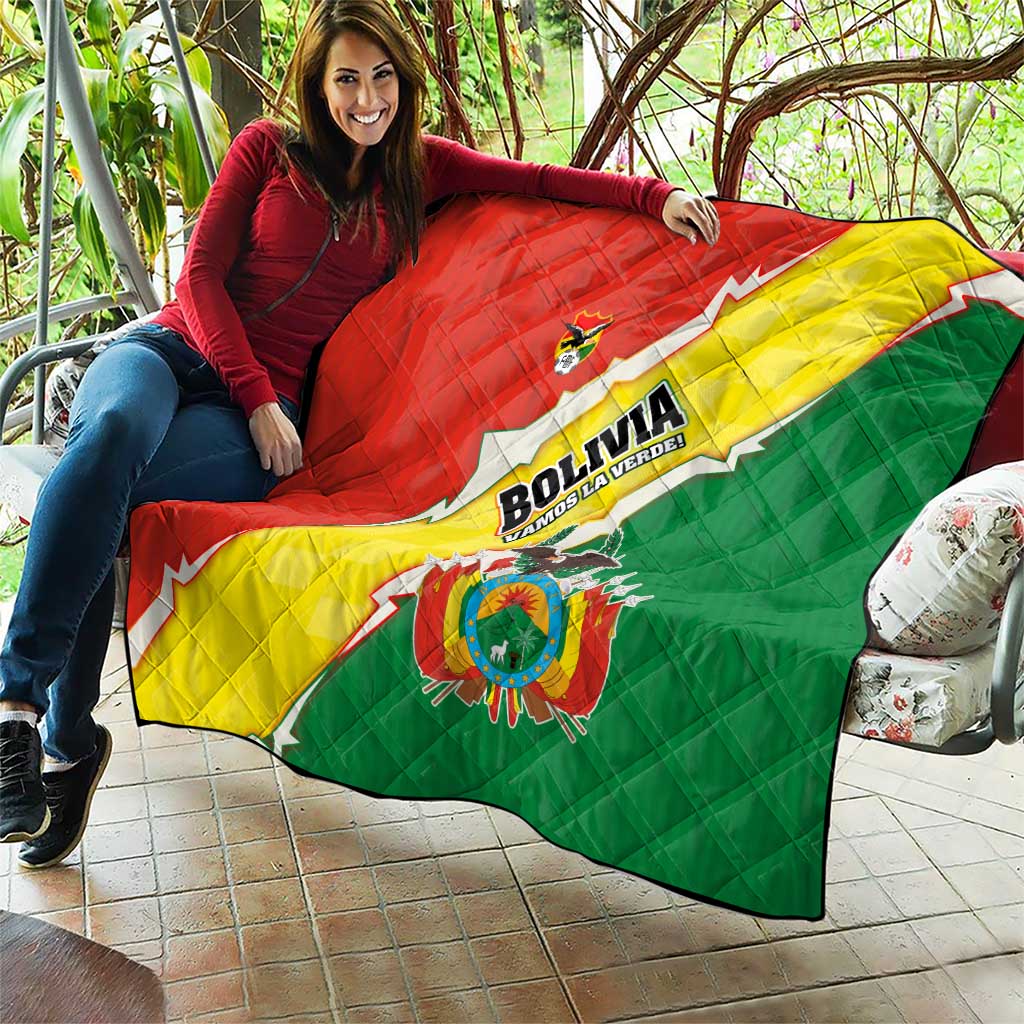 Bolivia Vamos La Verde Quilt with Flag Colors and National Football Crest