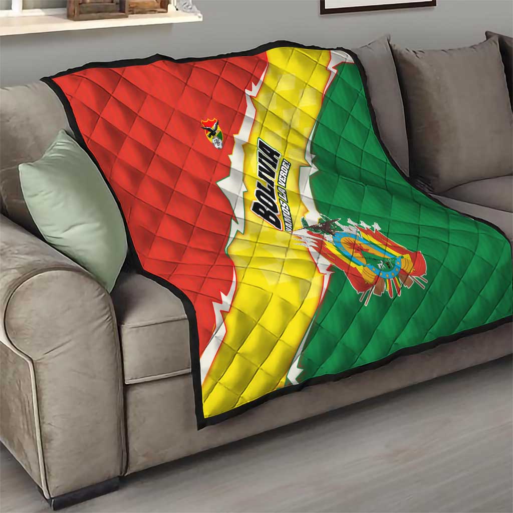 Bolivia Vamos La Verde Quilt with Flag Colors and National Football Crest