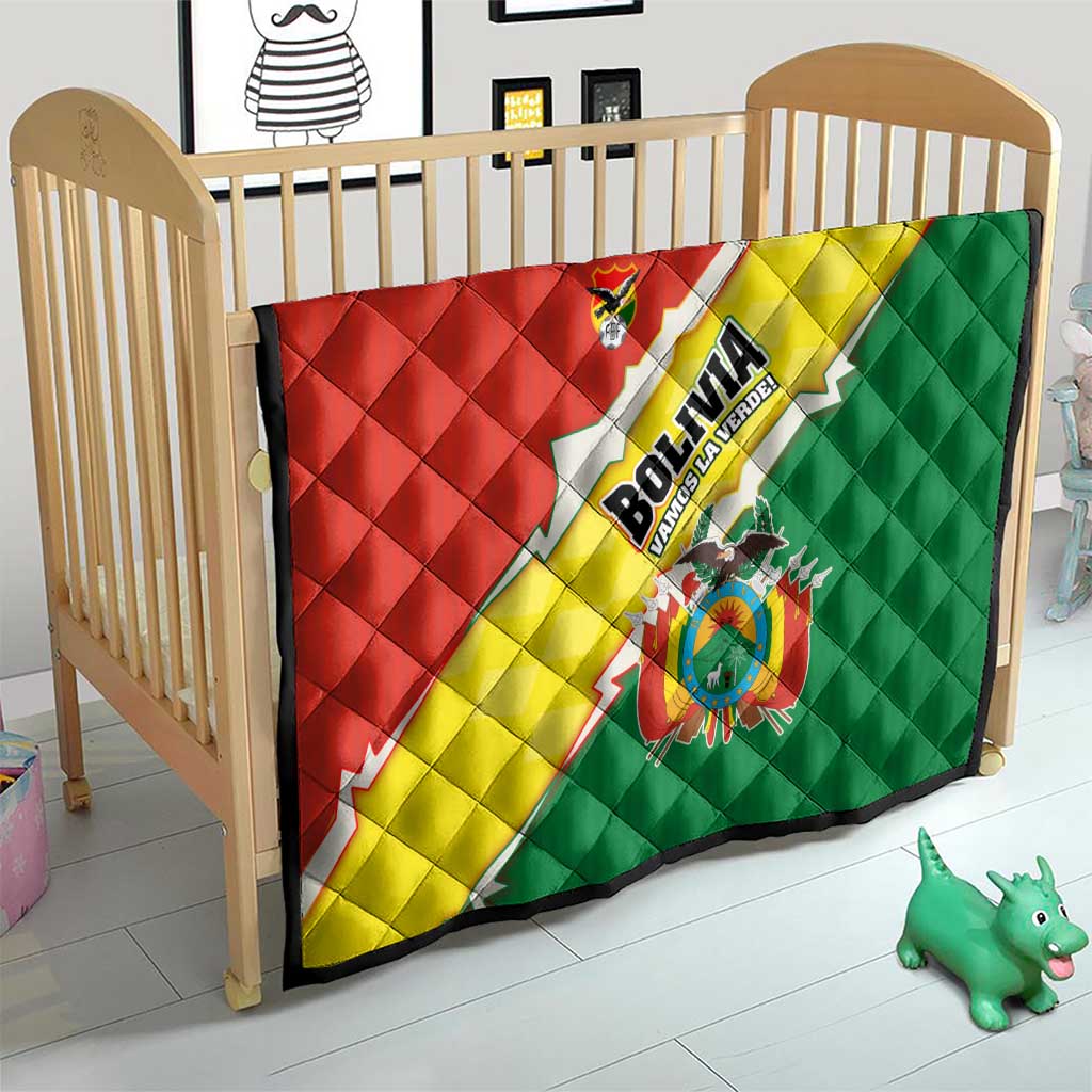 Bolivia Vamos La Verde Quilt with Flag Colors and National Football Crest