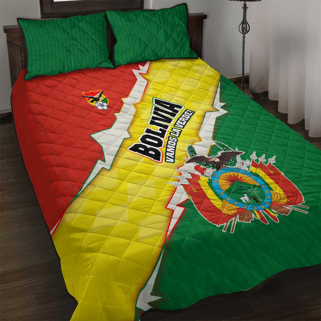 Bolivia Vamos La Verde Quilt Bed Set with Flag Colors and National Football Crest