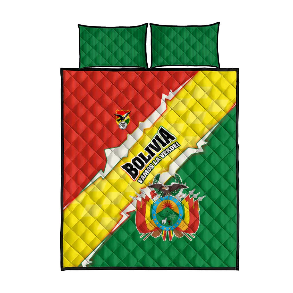 Bolivia Vamos La Verde Quilt Bed Set with Flag Colors and National Football Crest