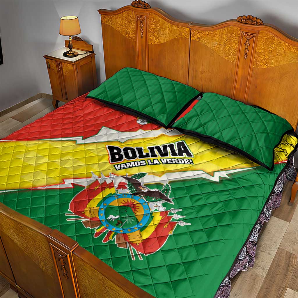 Bolivia Vamos La Verde Quilt Bed Set with Flag Colors and National Football Crest