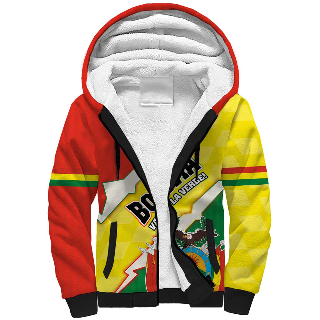 Bolivia Vamos La Verde Sherpa Hoodie with Flag Colors and National Football Crest