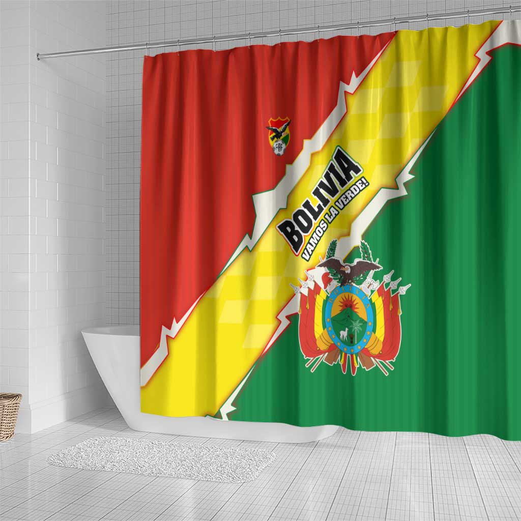 Bolivia Vamos La Verde Shower Curtain with Flag Colors and National Football Crest