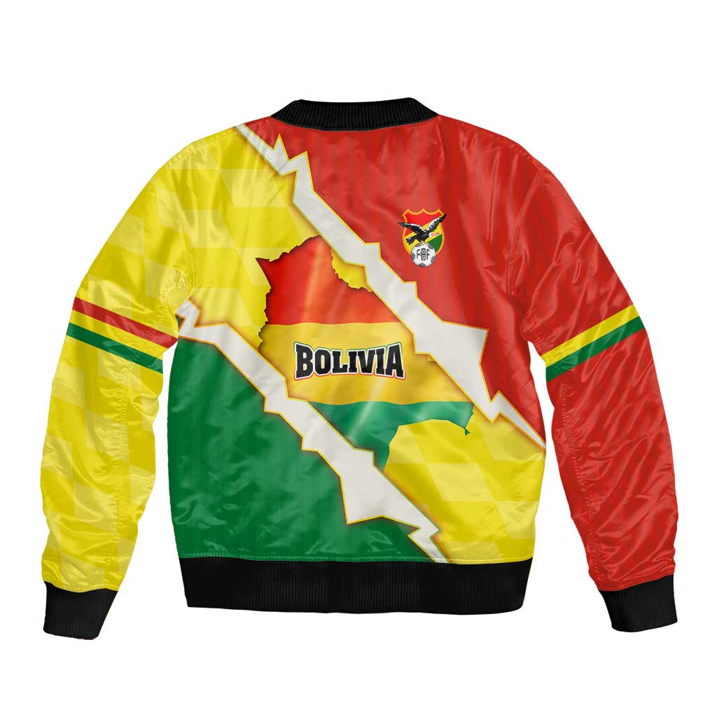 Bolivia Vamos La Verde Sleeve Zip Bomber Jacket with Flag Colors and National Football Crest