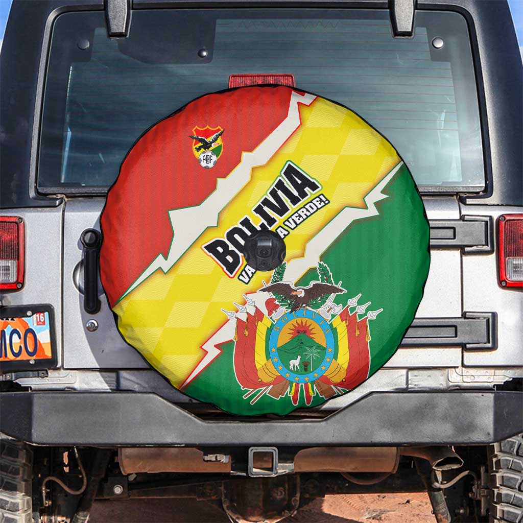 Bolivia Vamos La Verde Spare Tire Cover with Flag Colors and National Football Crest