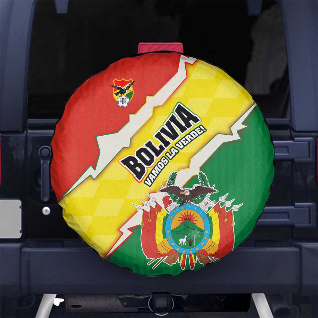 Bolivia Vamos La Verde Spare Tire Cover with Flag Colors and National Football Crest