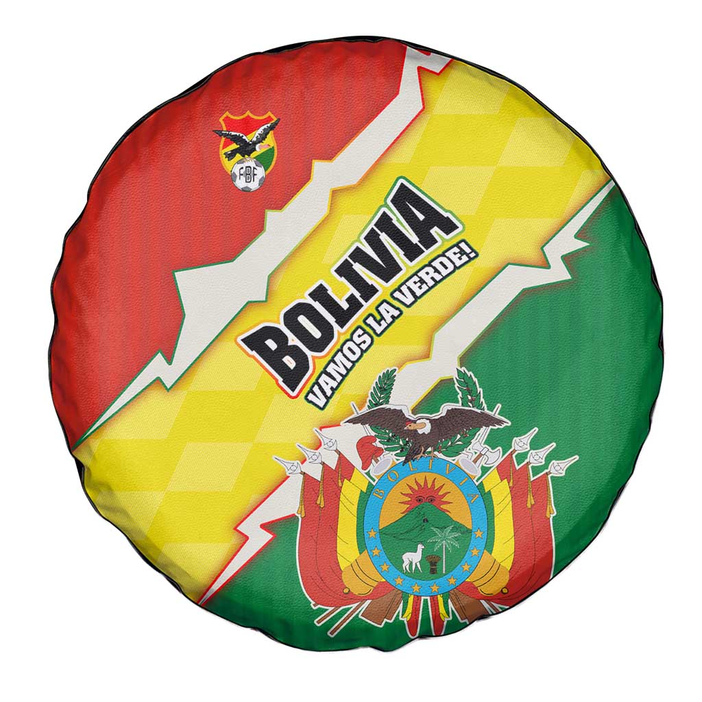 Bolivia Vamos La Verde Spare Tire Cover with Flag Colors and National Football Crest