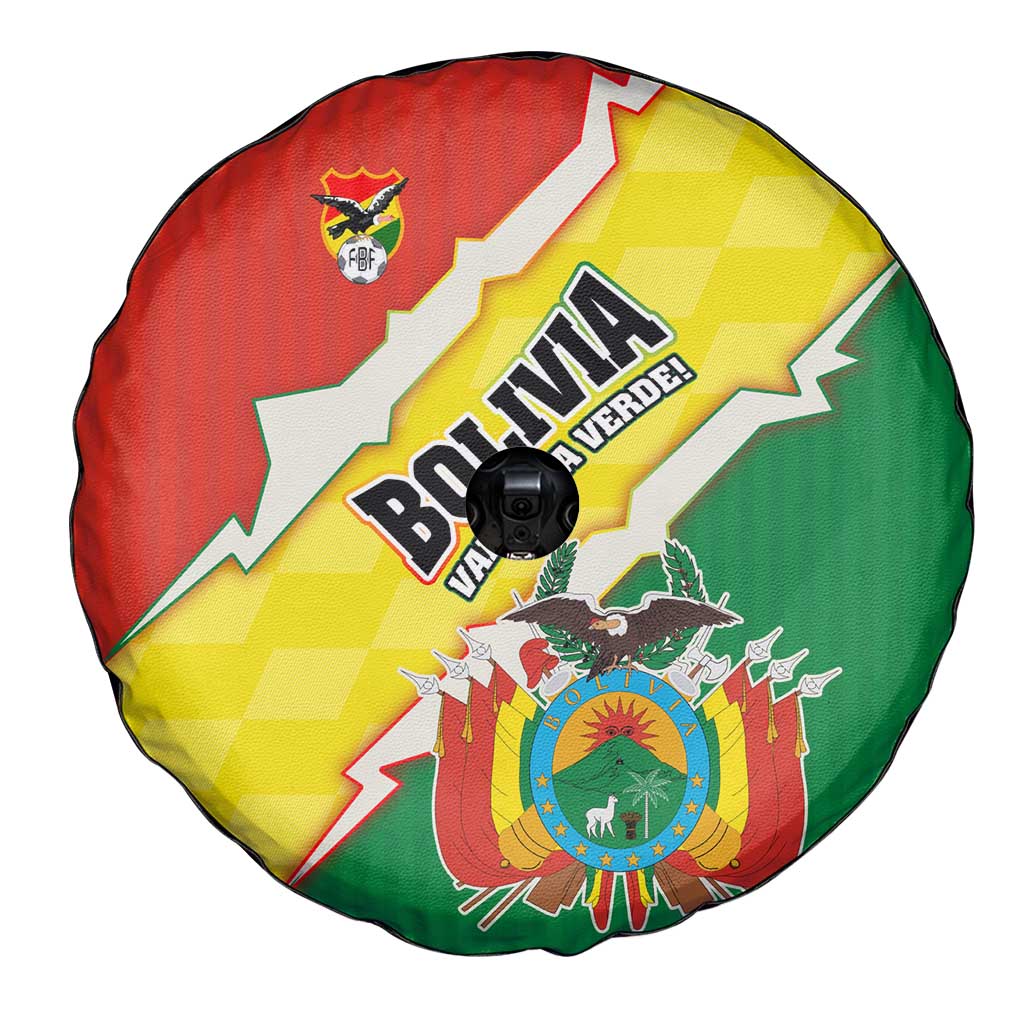 Bolivia Vamos La Verde Spare Tire Cover with Flag Colors and National Football Crest