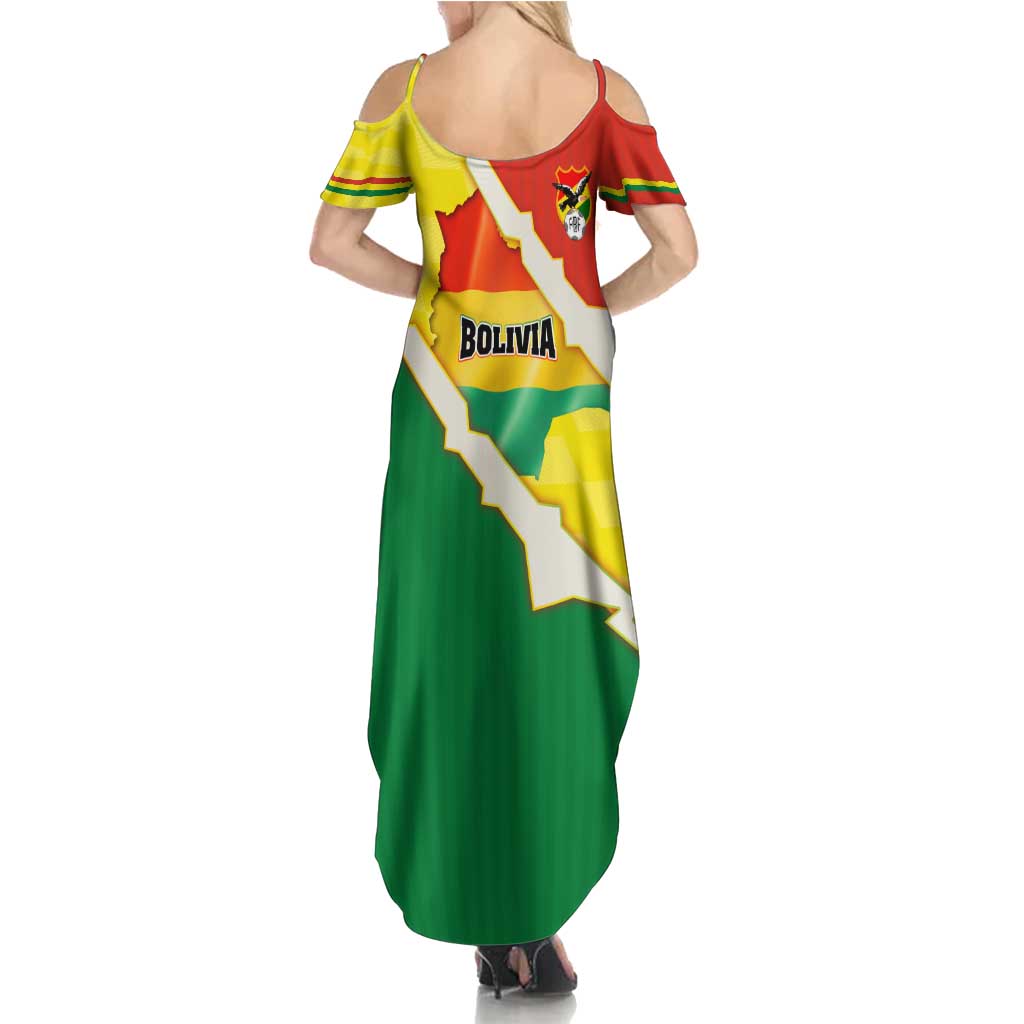 Bolivia Vamos La Verde Summer Maxi Dress with Flag Colors and National Football Crest