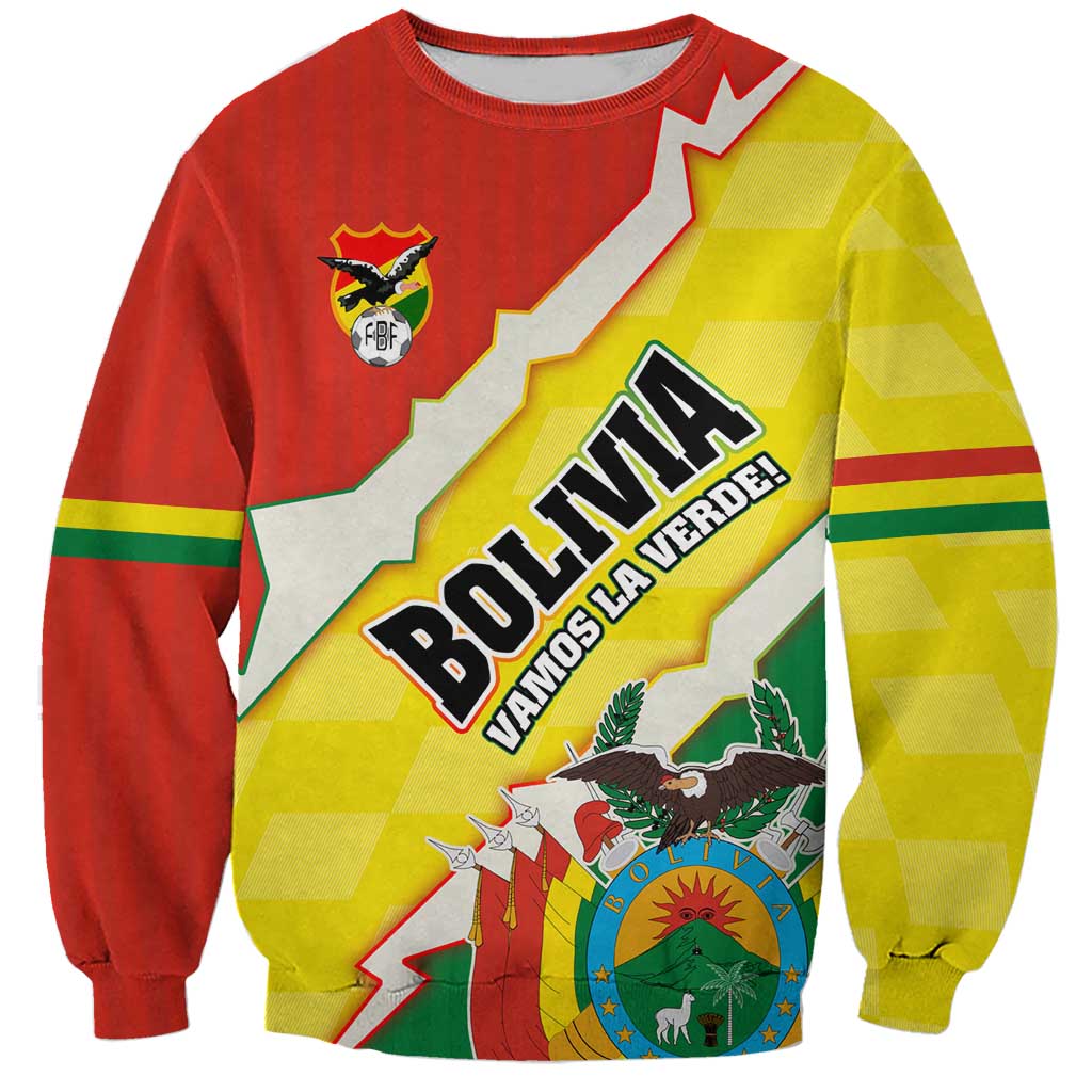 Bolivia Vamos La Verde Sweatshirt with Flag Colors and National Football Crest