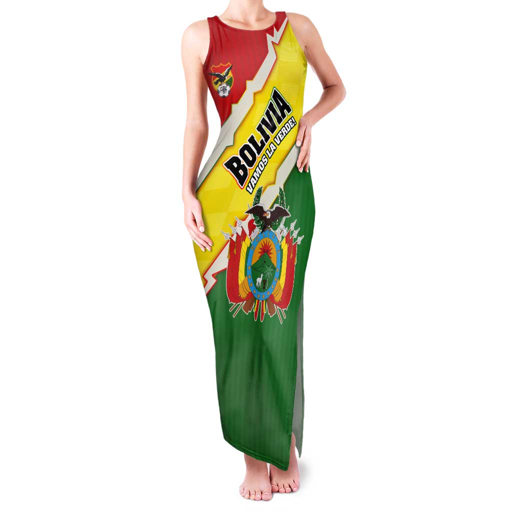 Bolivia Vamos La Verde Tank Maxi Dress with Flag Colors and National Football Crest