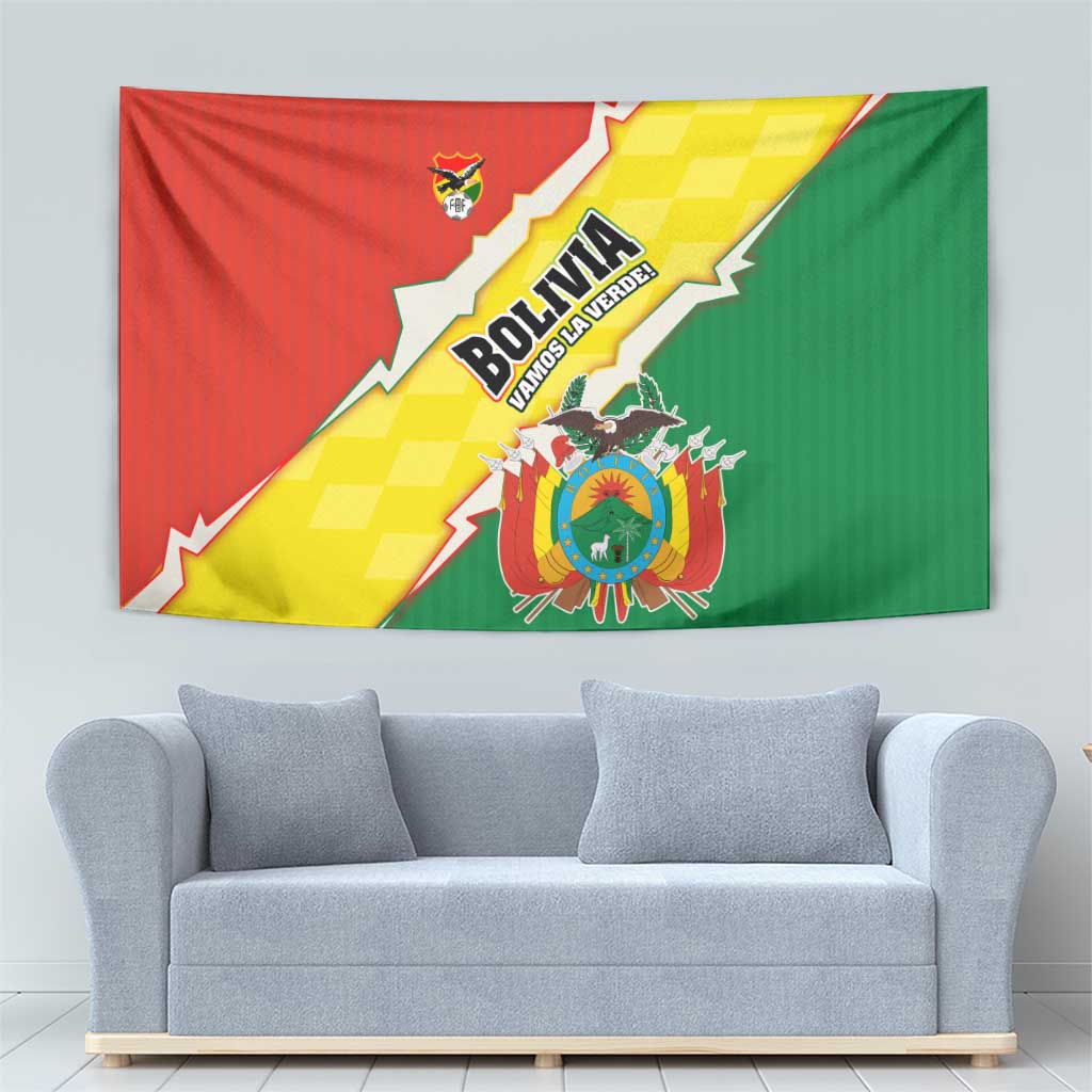 Bolivia Vamos La Verde Tapestry with Flag Colors and National Football Crest