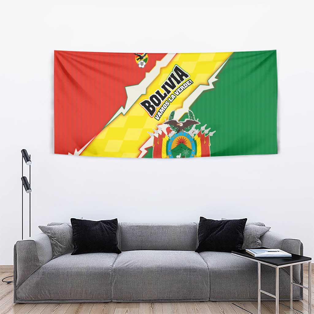Bolivia Vamos La Verde Tapestry with Flag Colors and National Football Crest