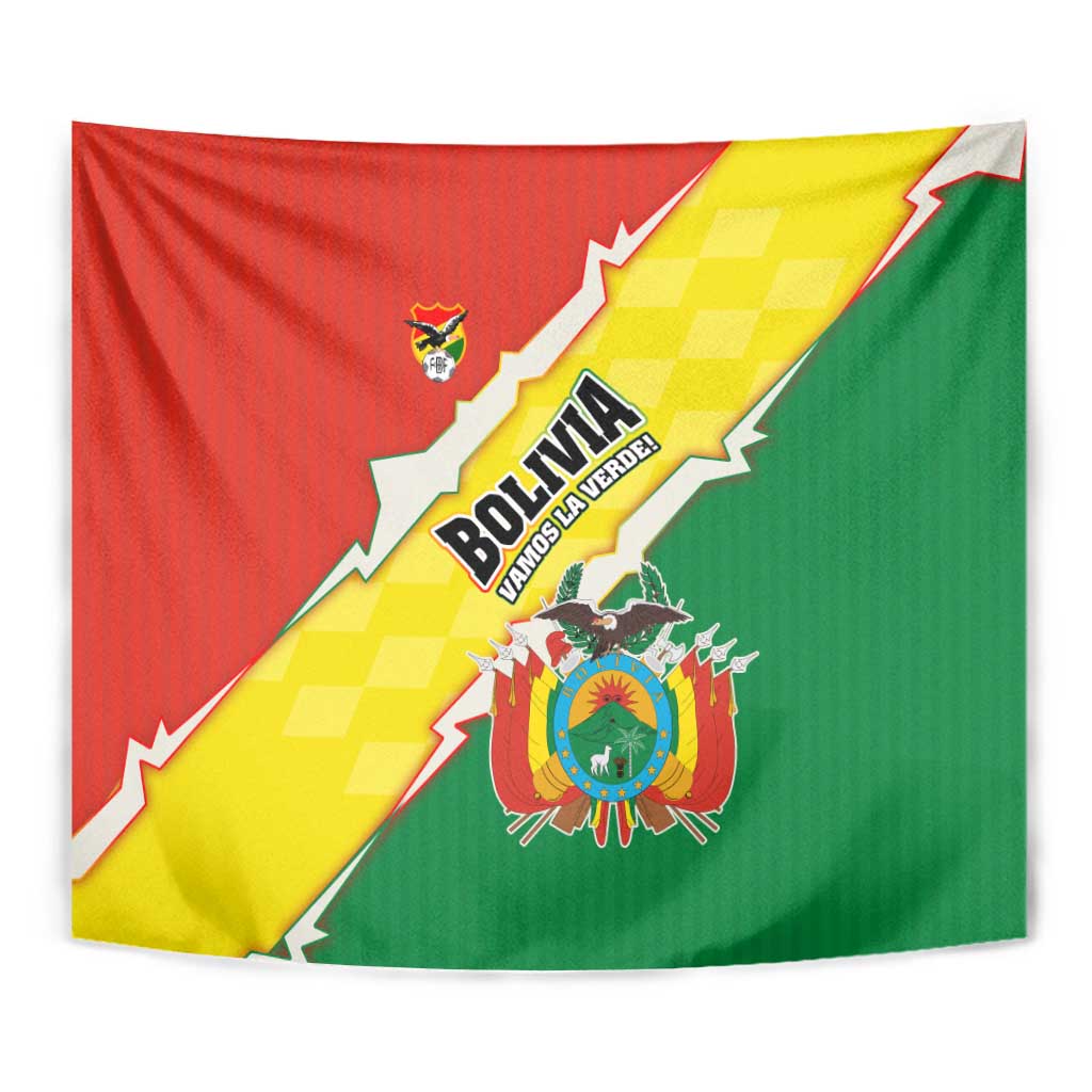 Bolivia Vamos La Verde Tapestry with Flag Colors and National Football Crest
