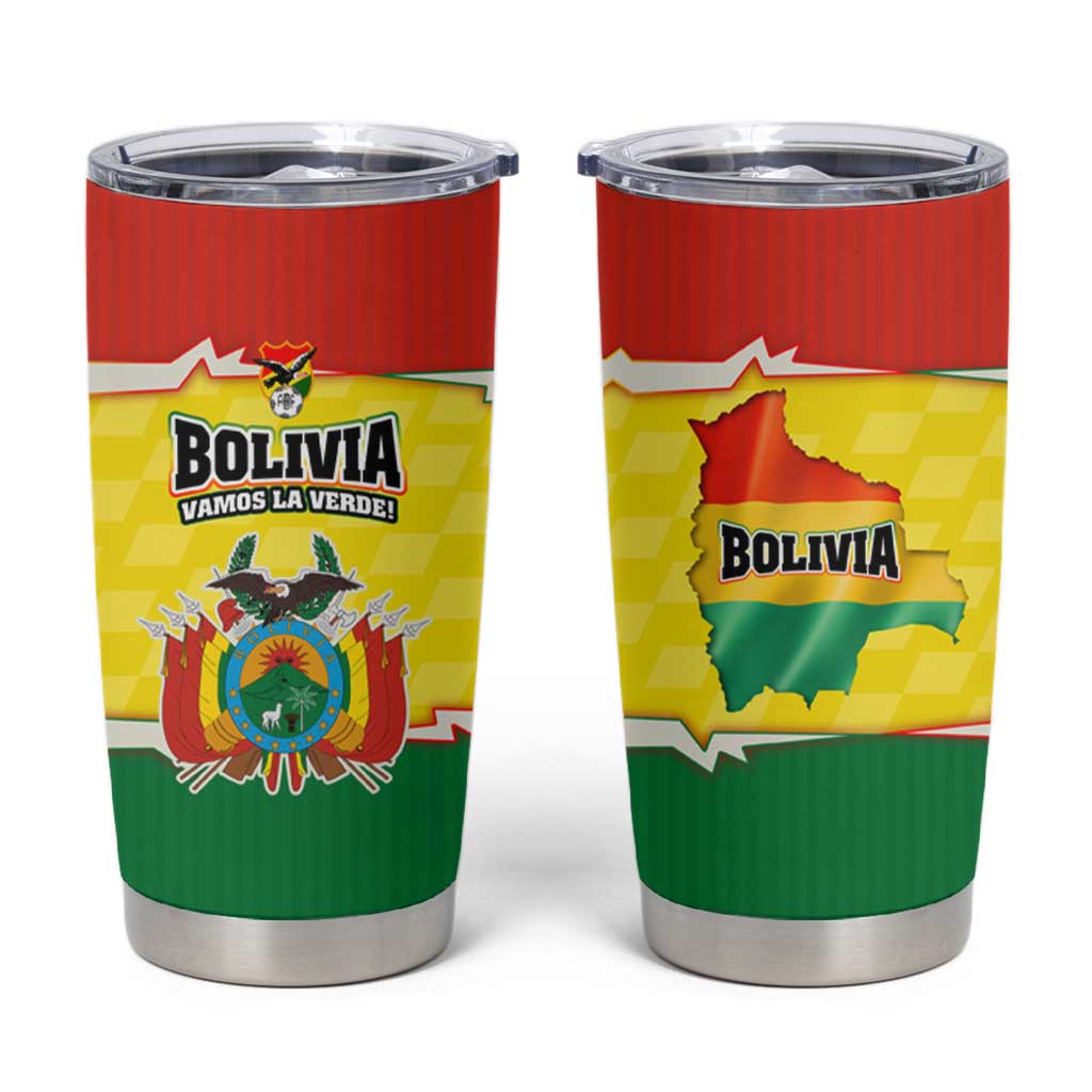 Bolivia Vamos La Verde Tumbler Cup with Flag Colors and National Football Crest