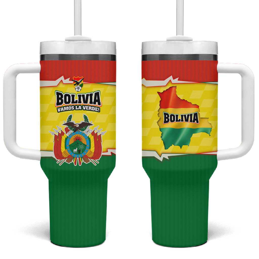 Bolivia Vamos La Verde Tumbler With Handle with Flag Colors and National Football Crest