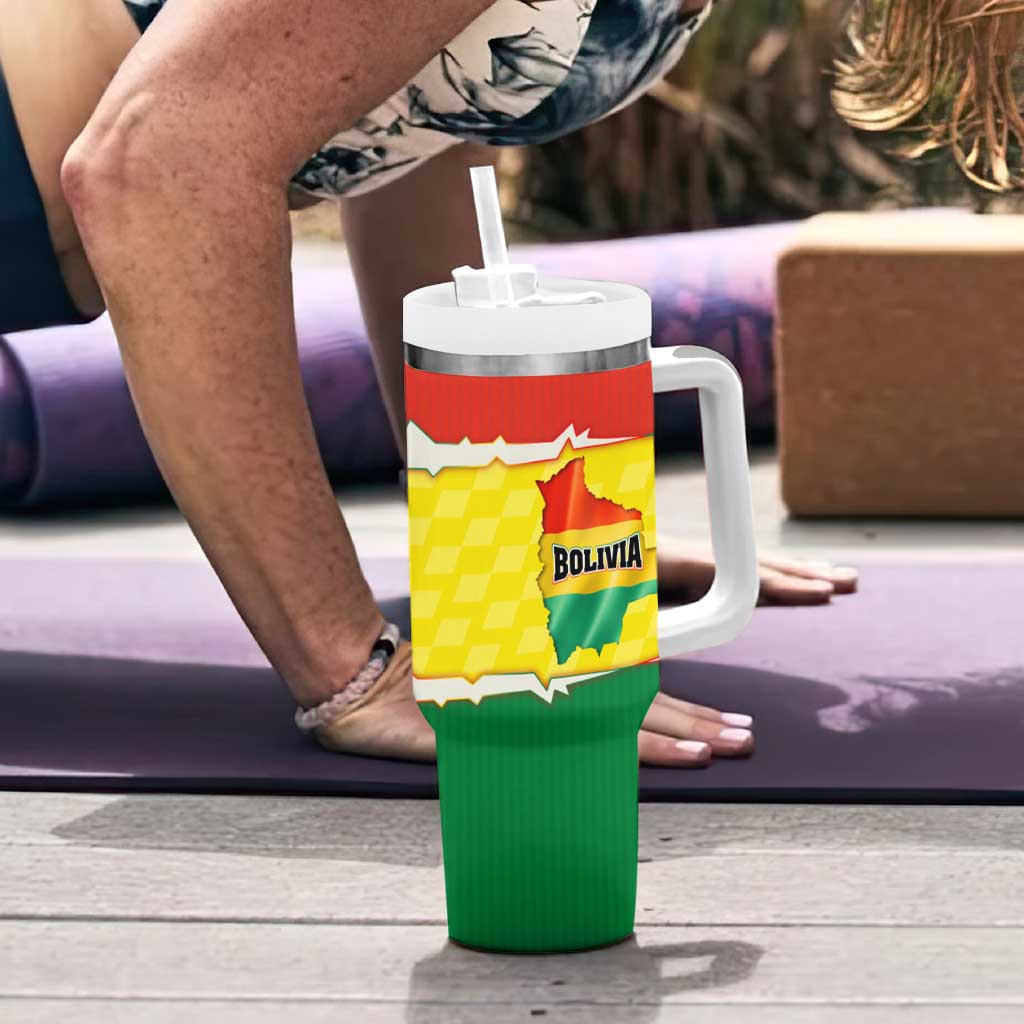 Bolivia Vamos La Verde Tumbler With Handle with Flag Colors and National Football Crest