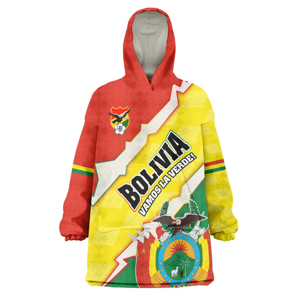 Bolivia Vamos La Verde Wearable Blanket Hoodie with Flag Colors and National Football Crest