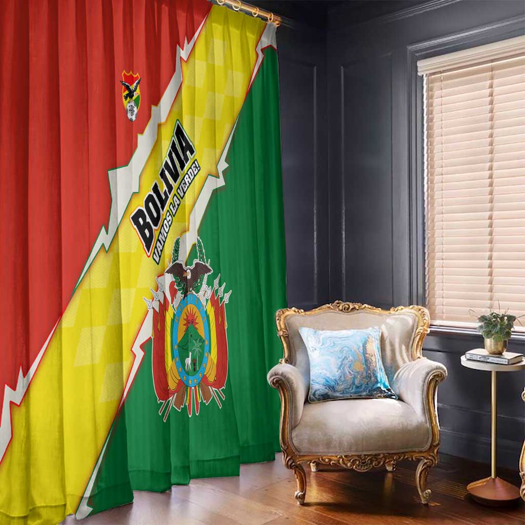 Bolivia Vamos La Verde Window Curtain with Flag Colors and National Football Crest