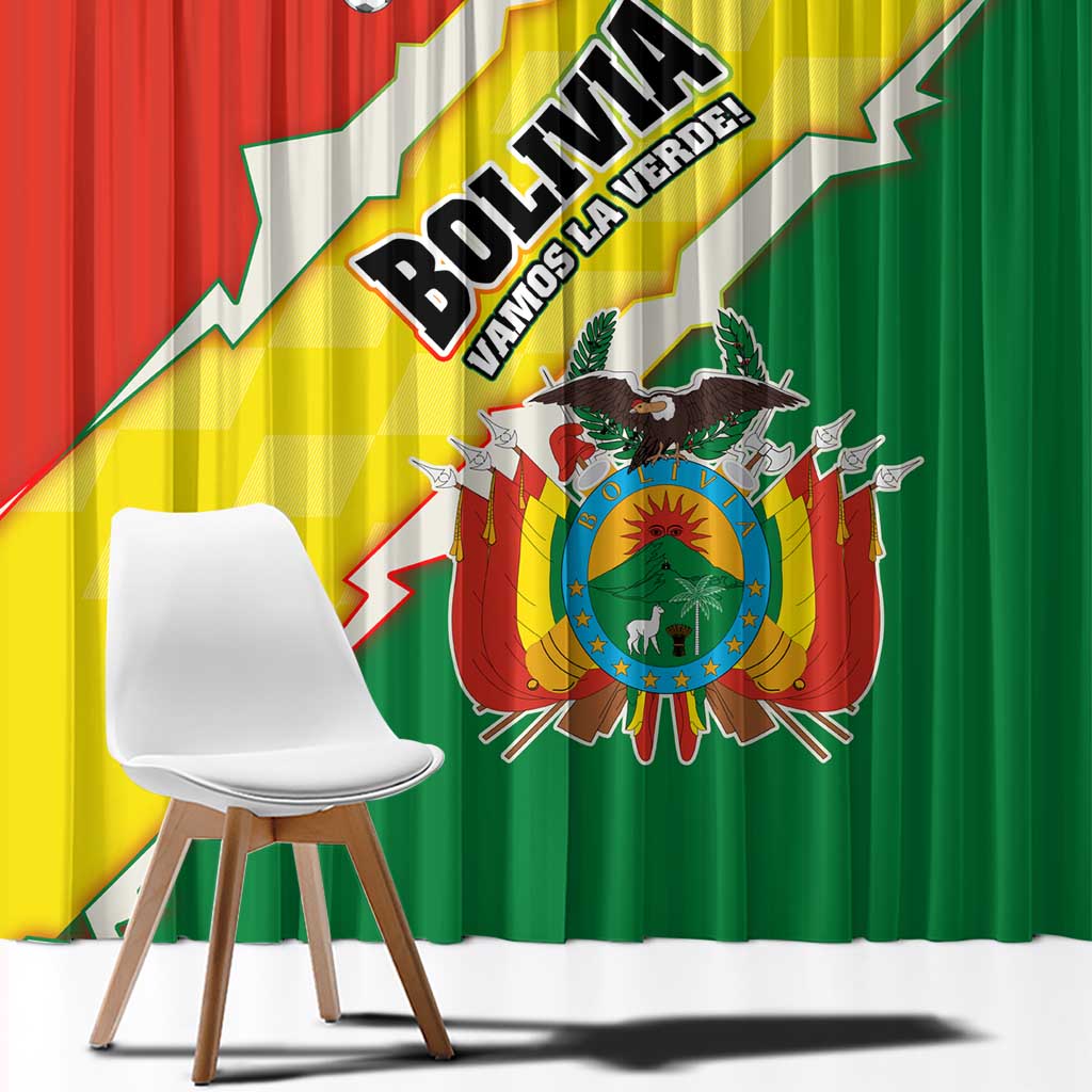 Bolivia Vamos La Verde Window Curtain with Flag Colors and National Football Crest