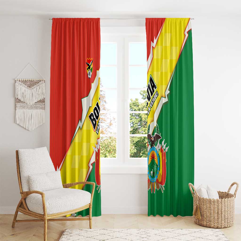 Bolivia Vamos La Verde Window Curtain with Flag Colors and National Football Crest