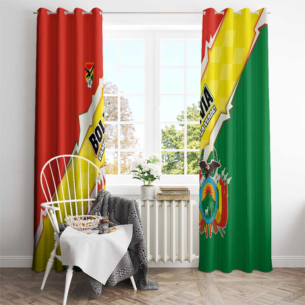 Bolivia Vamos La Verde Window Curtain with Flag Colors and National Football Crest