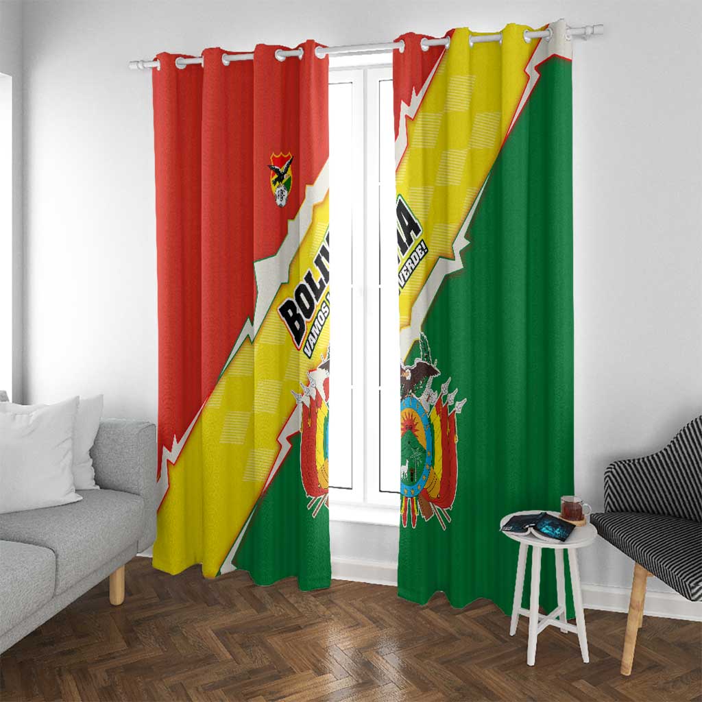 Bolivia Vamos La Verde Window Curtain with Flag Colors and National Football Crest