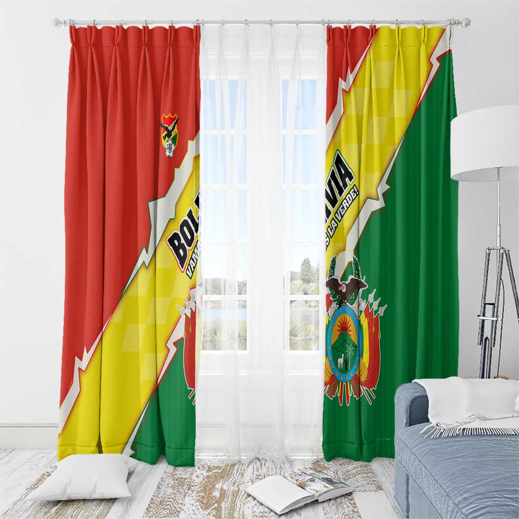 Bolivia Vamos La Verde Window Curtain with Flag Colors and National Football Crest