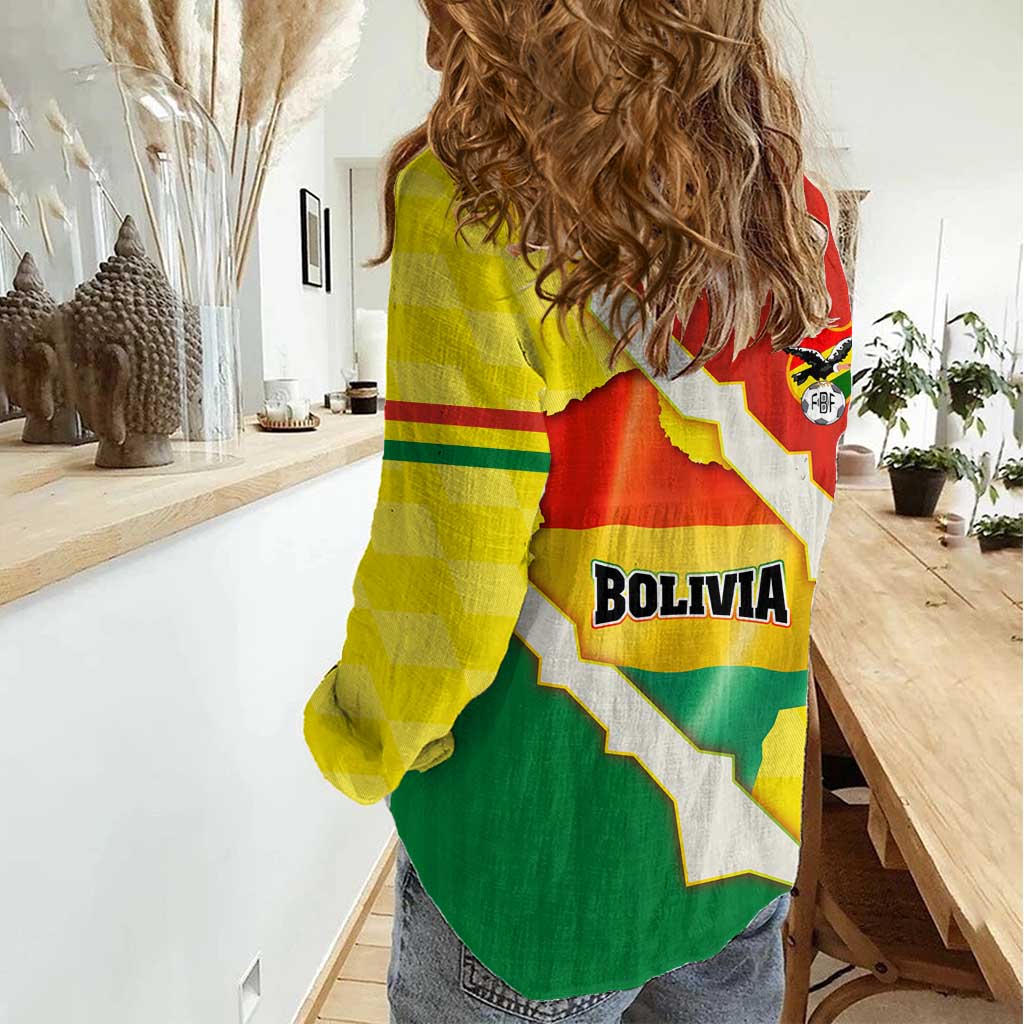 Bolivia Vamos La Verde Women Casual Shirt with Flag Colors and National Football Crest