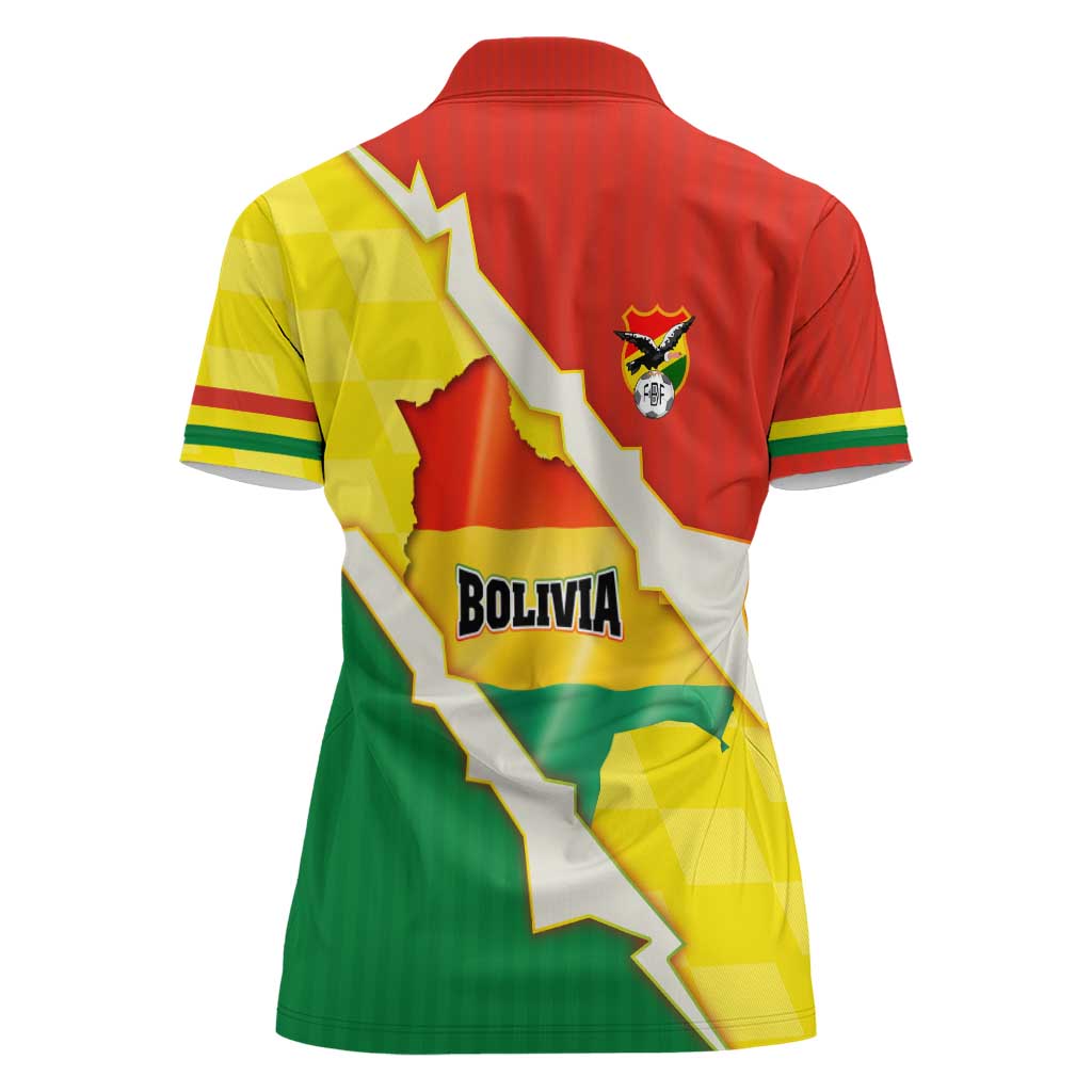 Bolivia Vamos La Verde Women Polo Shirt with Flag Colors and National Football Crest
